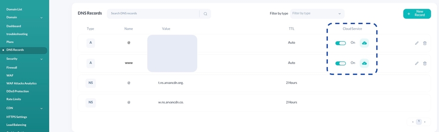 Add new domain > Nameservers