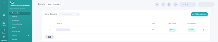 Arvancloud dashboard > Add new domain